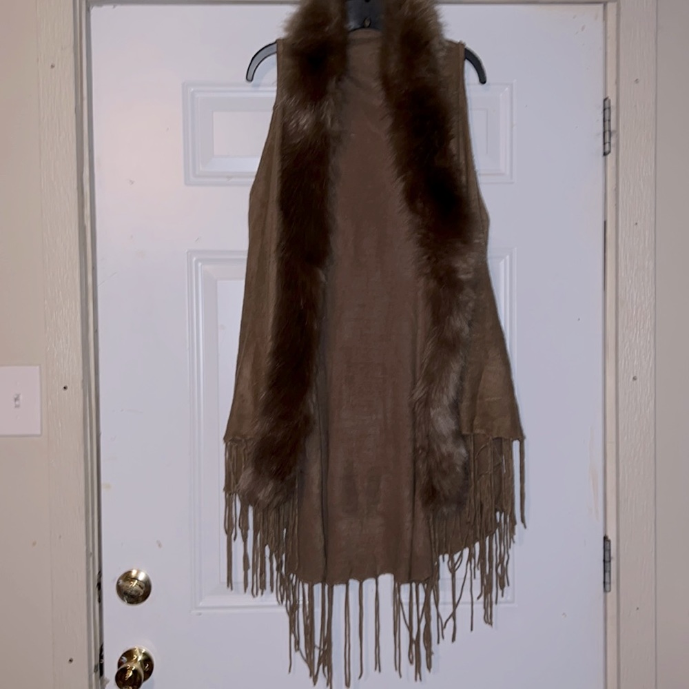 Faux fur Tan Brown Shrug/Vest One size fits all